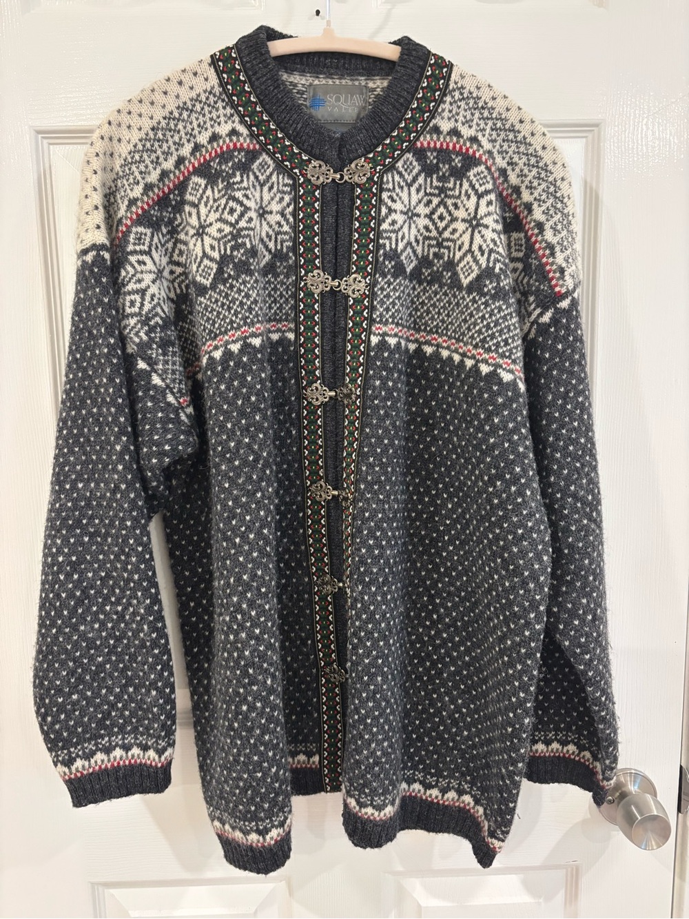 Vintage Squaw Valley Nordic Fair Isle Wool Cardigan L
